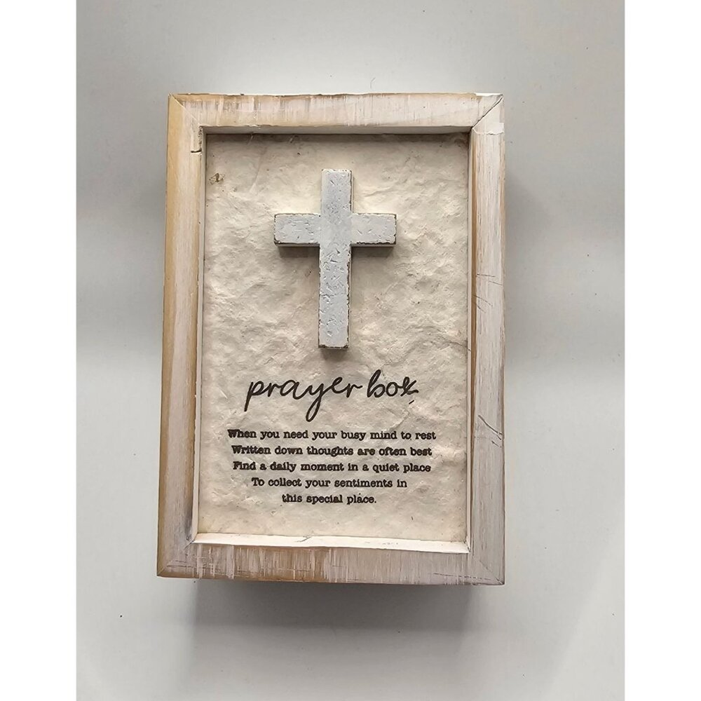 Rustic Wooden Prayer Box With White Cross &‎ Sentimental Quote